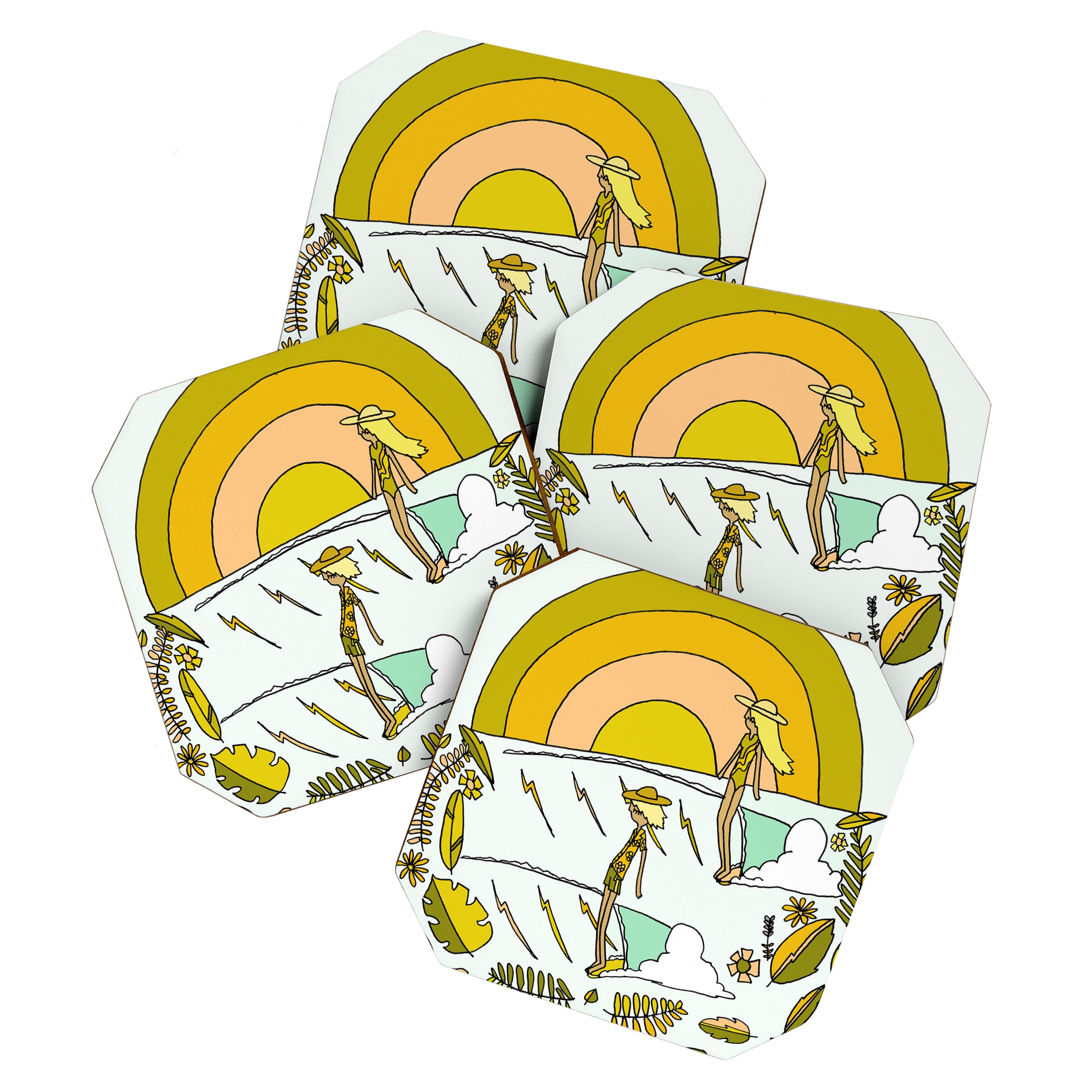 summer vibes forever // retro surf art by surfy birdy Coaster Gallery Image 1