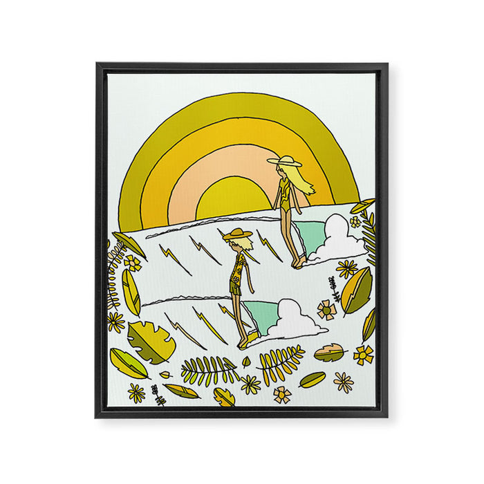 summer vibes forever // retro surf art by surfy birdy Framed Canvas Print Gallery Image 1