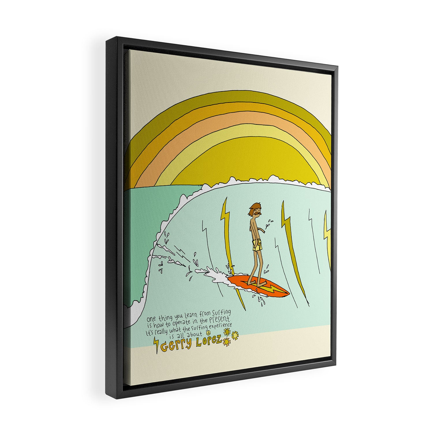 surf legend gerry lopez lightning bolt retro surf art by surfy birdy Framed Canvas Print Gallery Image 2