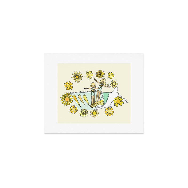 surfs up little ones // retro surf art by surfy birdy Art Print Gallery Image 1