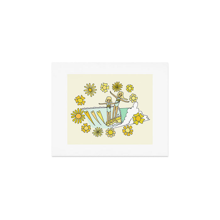 surfs up little ones // retro surf art by surfy birdy Art Print Gallery Image 1