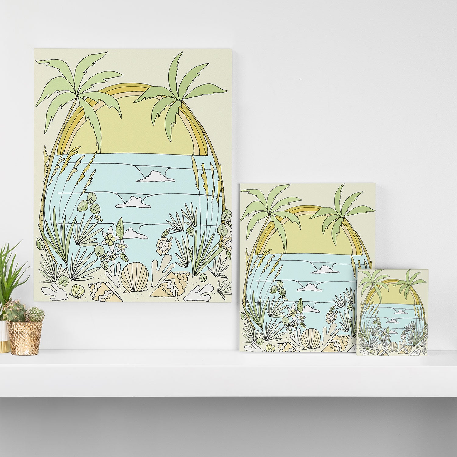 tropical vibes fl sunshine seashells waves // retro surf art by surfy birdy Canvas Print Gallery Image 3