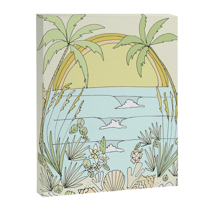 tropical vibes fl sunshine seashells waves // retro surf art by surfy birdy Canvas Print Gallery Image 1