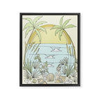 tropical vibes fl sunshine seashells waves // retro surf art by surfy birdy Framed Canvas Print Gallery Image 8