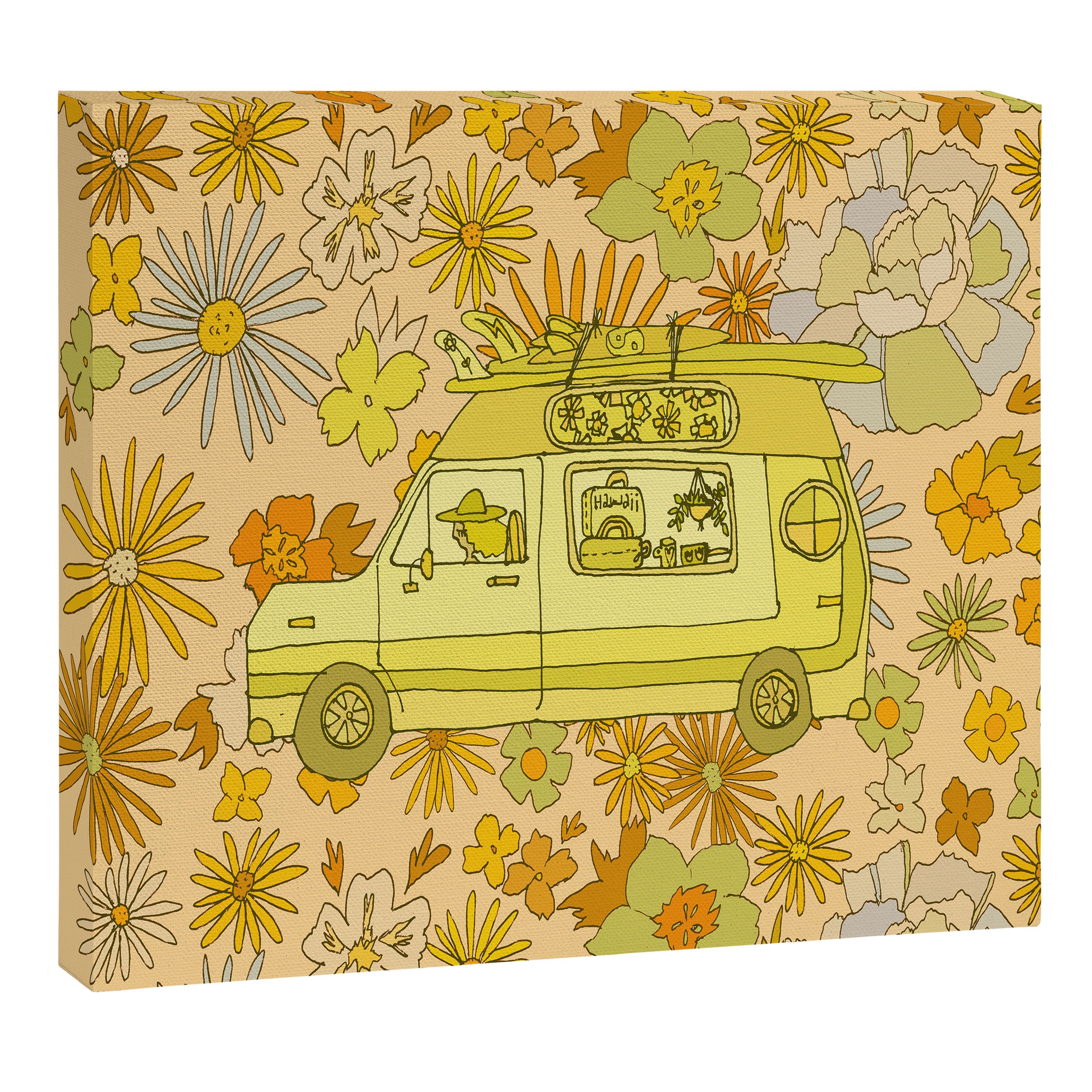van life flower power // retro surf art by surfy birdy Canvas Print Gallery Image 6