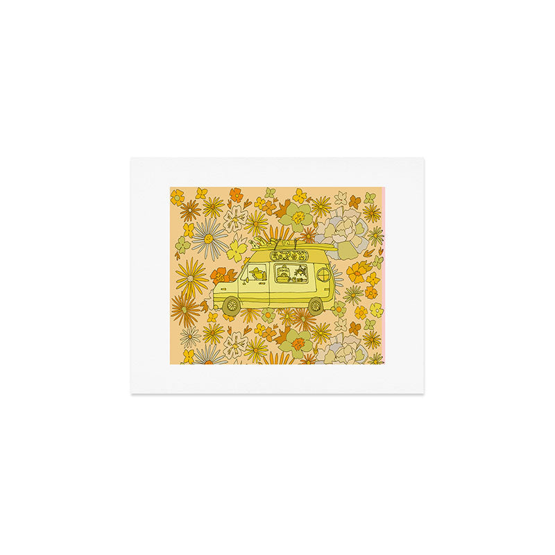 van life flower power // retro surf art by surfy birdy Art Print Gallery Image 1