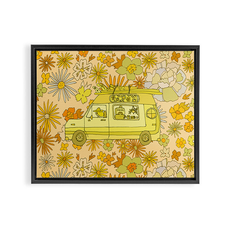 van life flower power // retro surf art by surfy birdy Framed Canvas Print Gallery Image 6