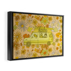 van life flower power // retro surf art by surfy birdy Framed Canvas Print Gallery Image 2