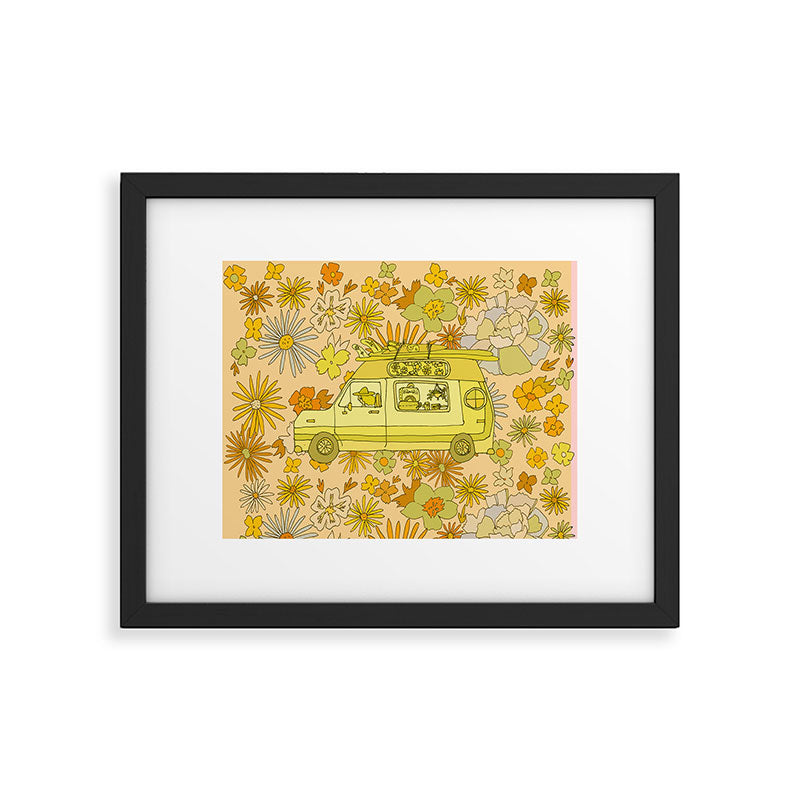 van life flower power // retro surf art by surfy birdy Framed Art Print Gallery Image 5