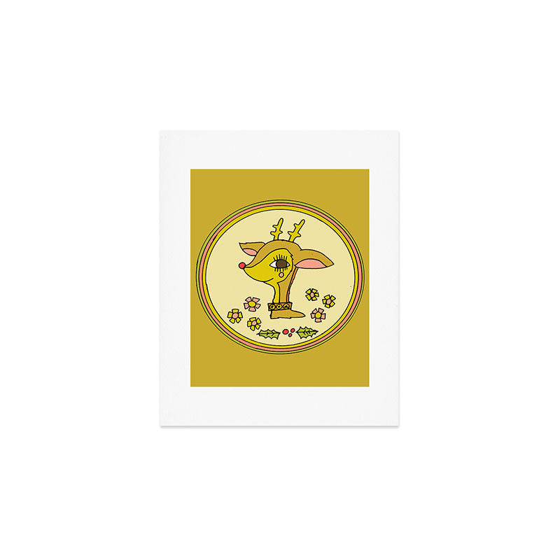 vintage reindeer christmas cheer // retro art by surfy birdy Art Print Gallery Image 1