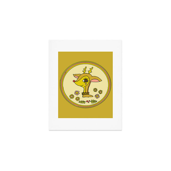 vintage reindeer christmas cheer // retro art by surfy birdy Art Print Gallery Image 1