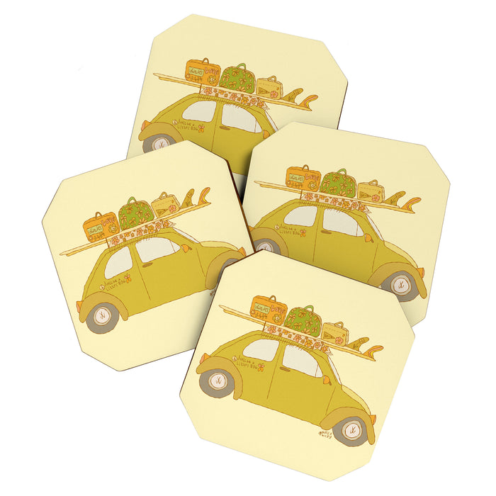 Wandering bug adventure mobile retro surf art by surfy birdy Coaster Gallery Image 1