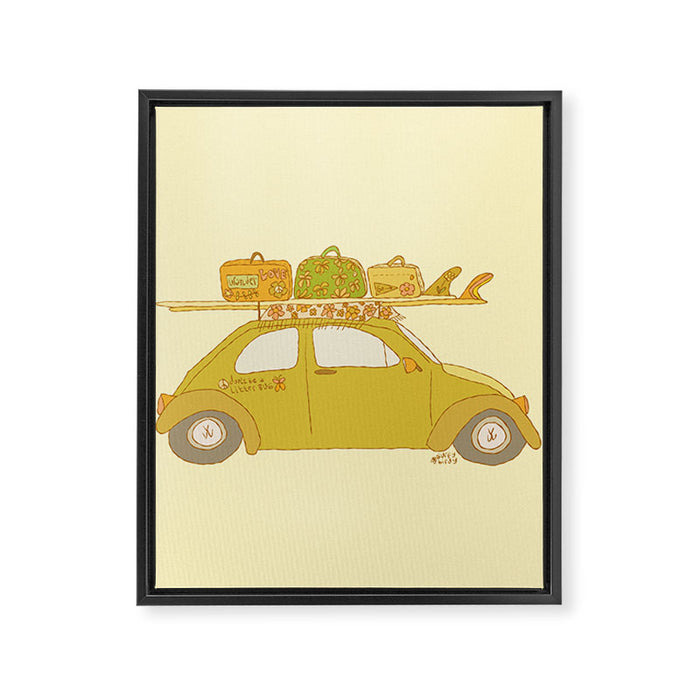 Wandering bug adventure mobile retro surf art by surfy birdy Framed Canvas Print Gallery Image 1