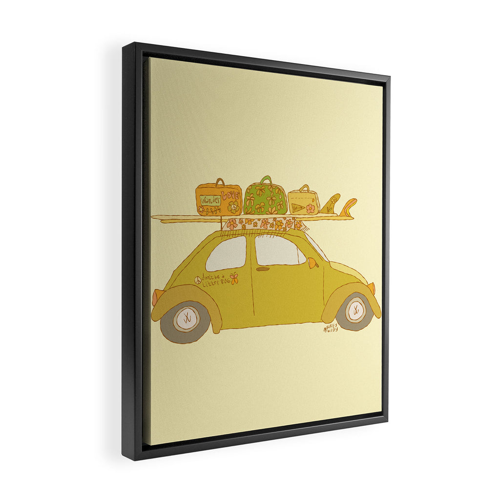 Wandering bug adventure mobile retro surf art by surfy birdy Framed Canvas Print Gallery Image 2
