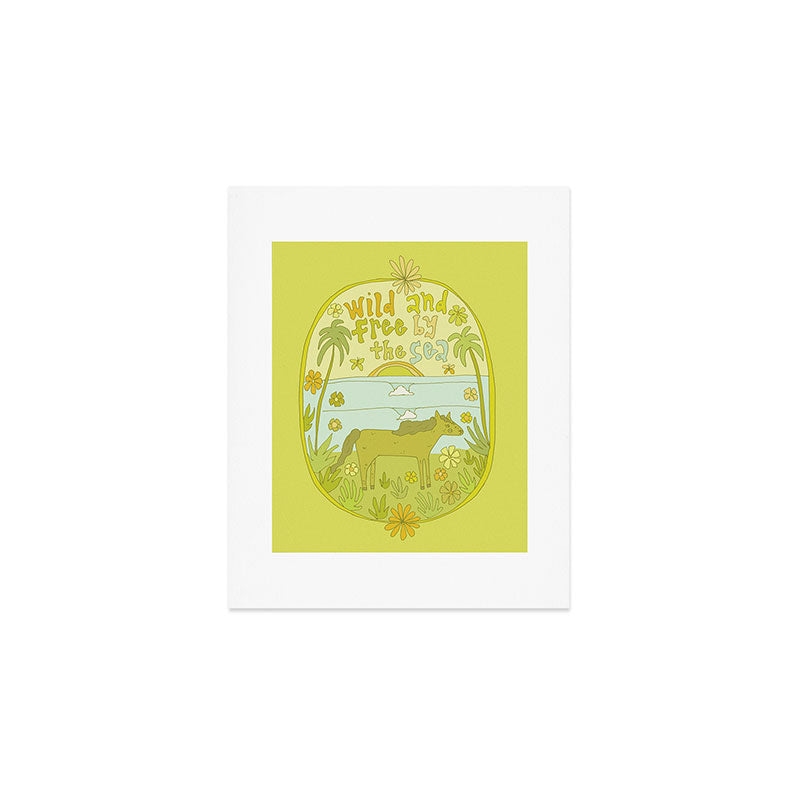 wild horses by the sea // retro surf art by surfy birdy Art Print Gallery Image 1