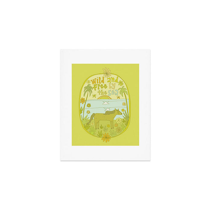 wild horses by the sea // retro surf art by surfy birdy Art Print Gallery Image 1