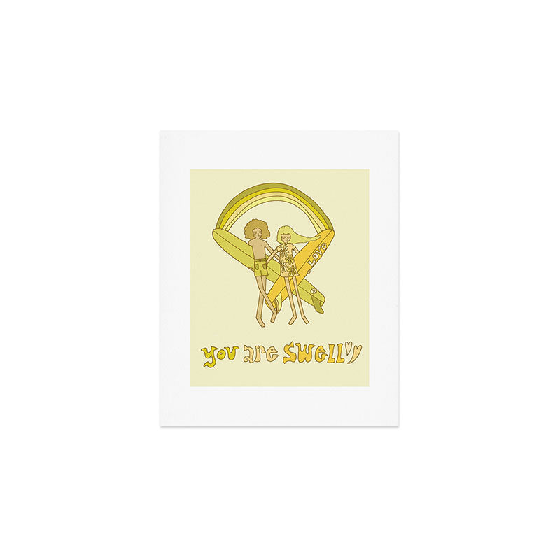 you are swell valentine // retro surf art by surfy birdy Art Print Gallery Image 1