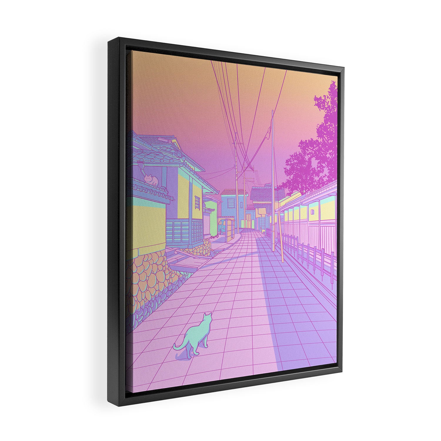 Kyoto Cats Framed Canvas Print Gallery Image 2