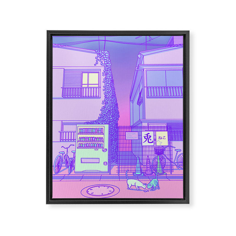 Pastel Tokyo Cats Framed Canvas Print Gallery Image 6