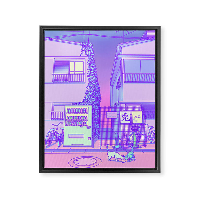 Pastel Tokyo Cats Framed Canvas Print Gallery Image 1