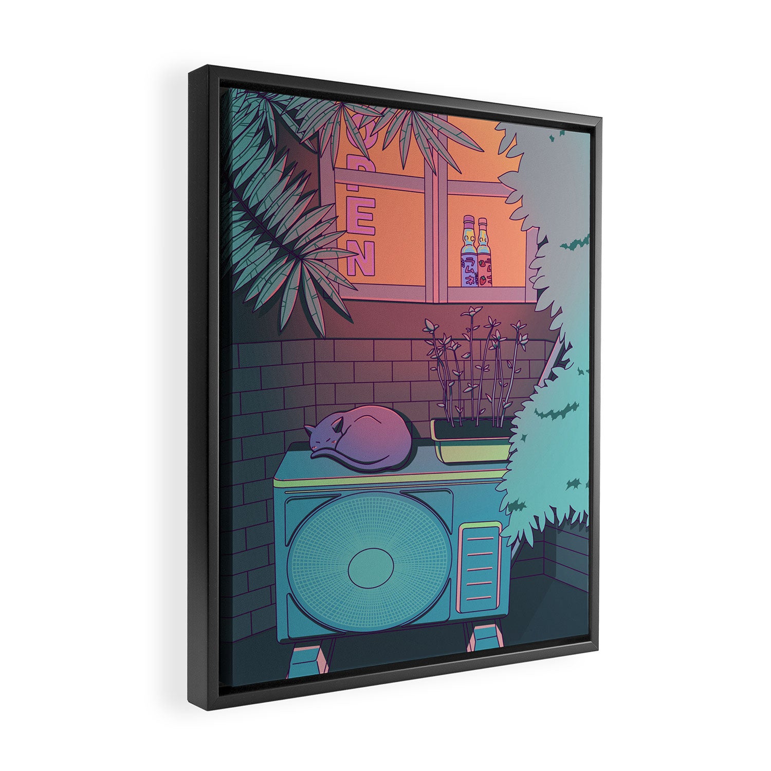 Ramune Cat Framed Canvas Print Gallery Image 2