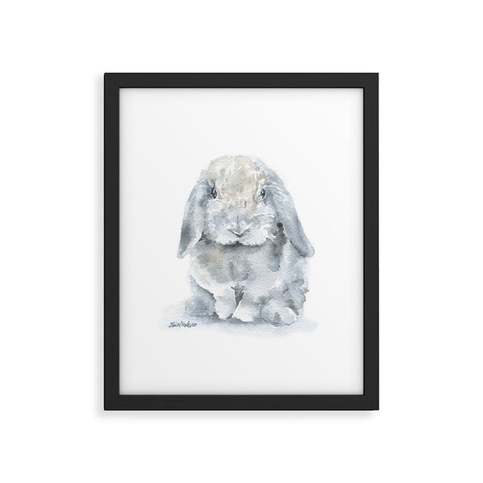 Gray Mini Lop Rabbit Watercolor Framed Art Print Gallery Image 1