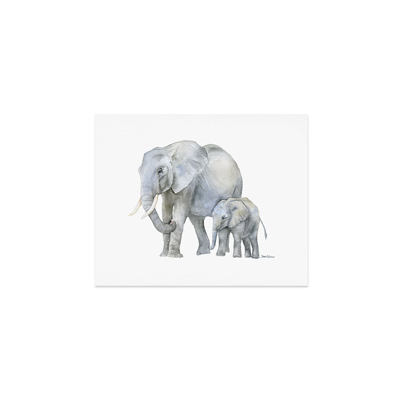 Mother and Baby Elephants Art Print Gallery Image 1