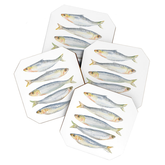 Sardine Fish Watercolor  Coaster Gallery Image 1