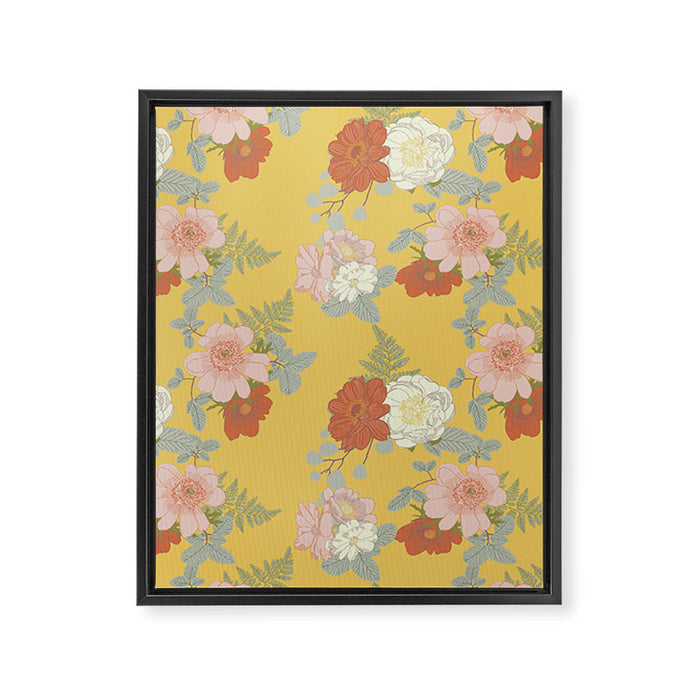 Bonjour in Yellow Framed Canvas Print Gallery Image 1