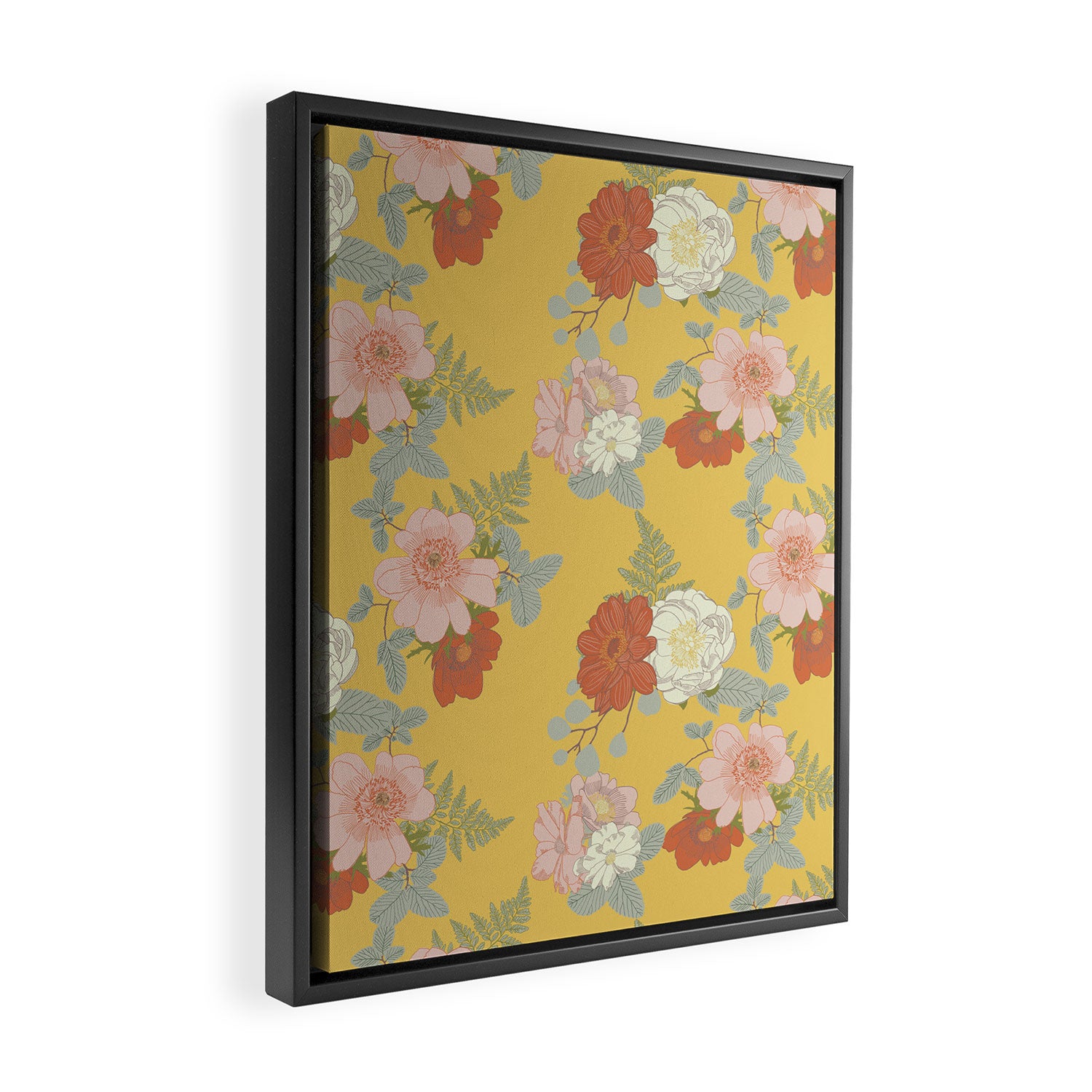 Bonjour in Yellow Framed Canvas Print Gallery Image 2