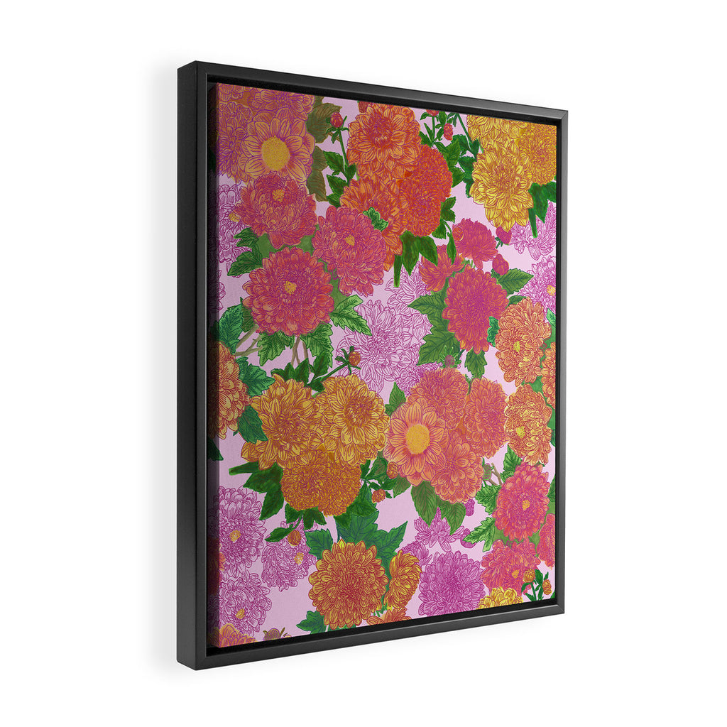 Darling Dahlias  Framed Canvas Print Gallery Image 2