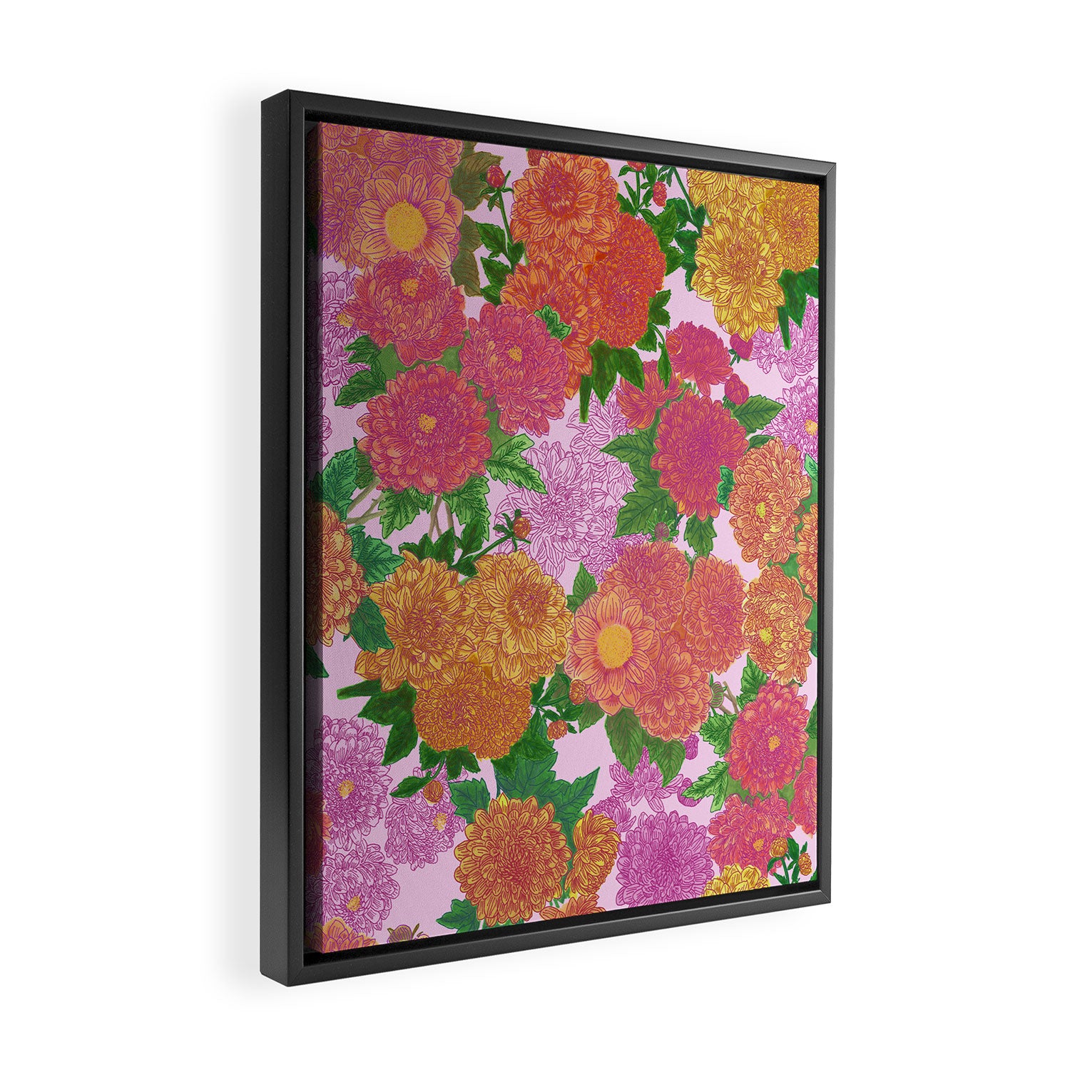 Darling Dahlias  Framed Canvas Print Gallery Image 2