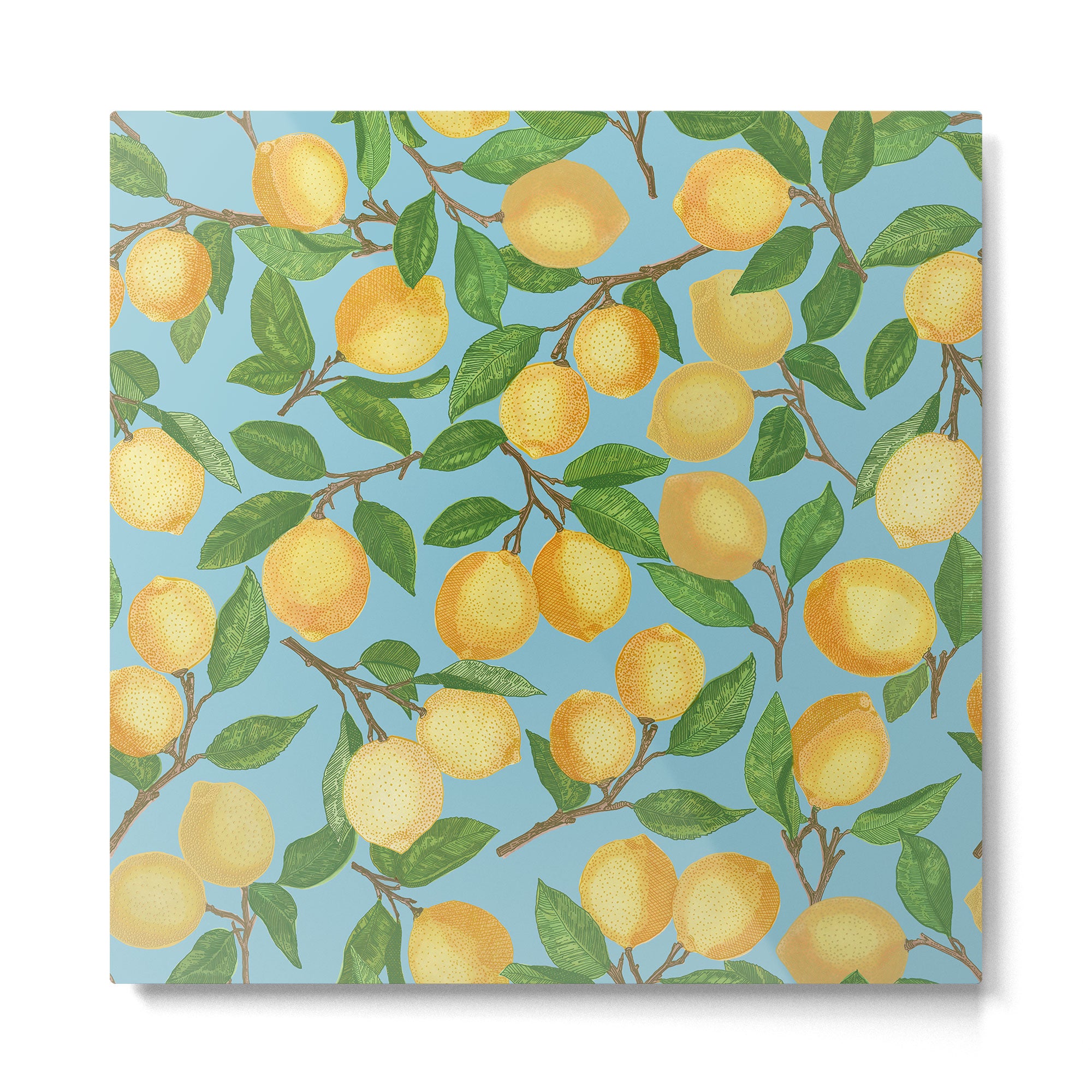 Lemonade on Blue Background Metal Print Gallery Image 2