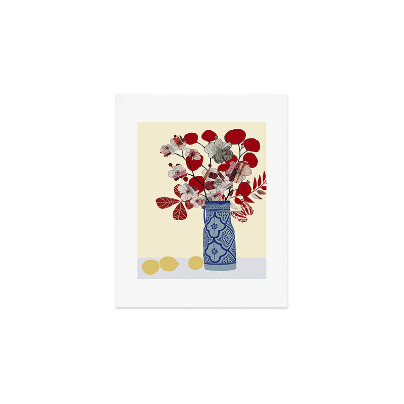 Red Flowers in Vase Art Print Gallery Image 1