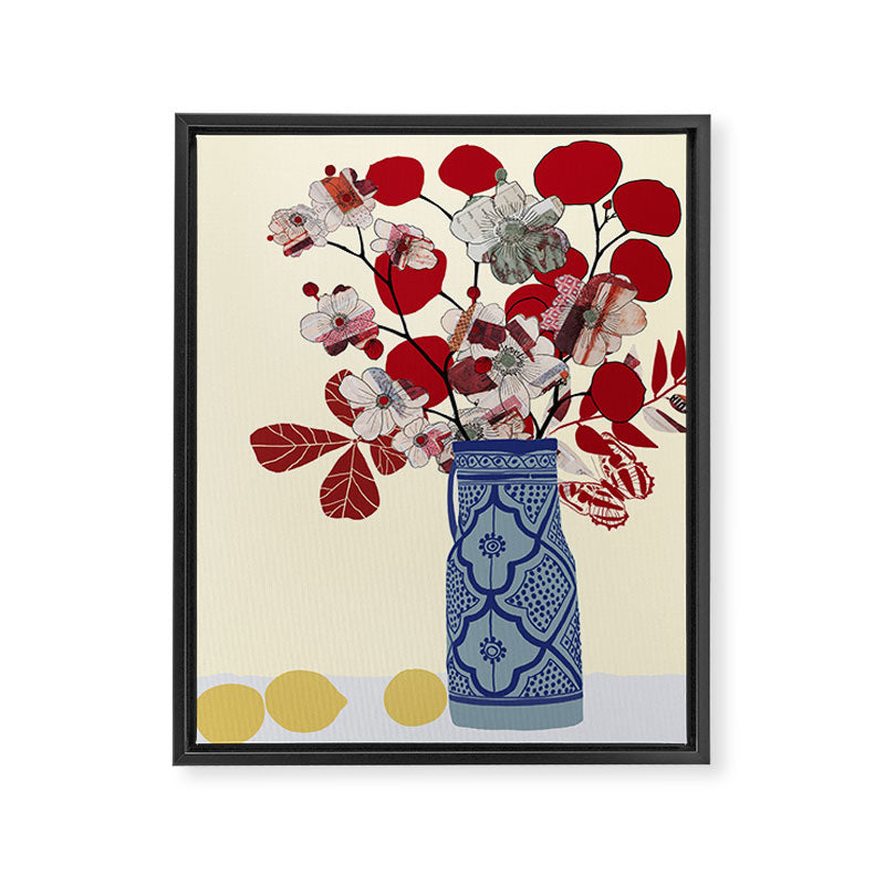 Red Flowers in Vase Framed Canvas Print Gallery Image 8