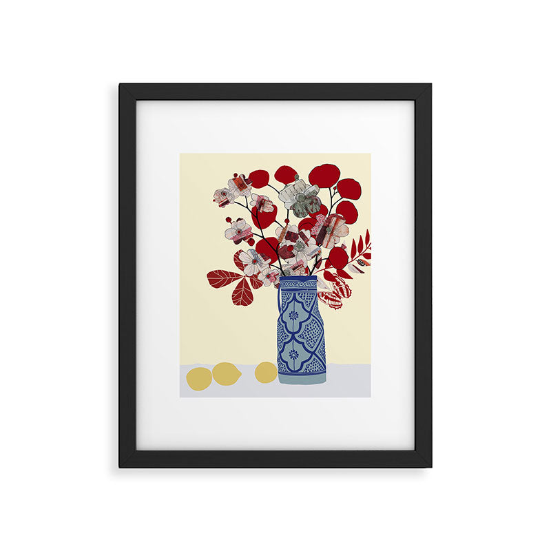 Red Flowers in Vase Framed Art Print