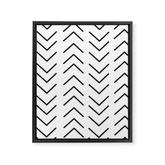 Mudcloth Black and White Framed Canvas Print Gallery Image 1