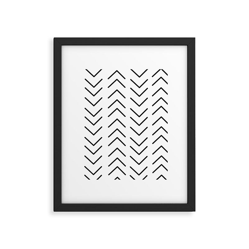 Mudcloth Black and White Framed Art Print