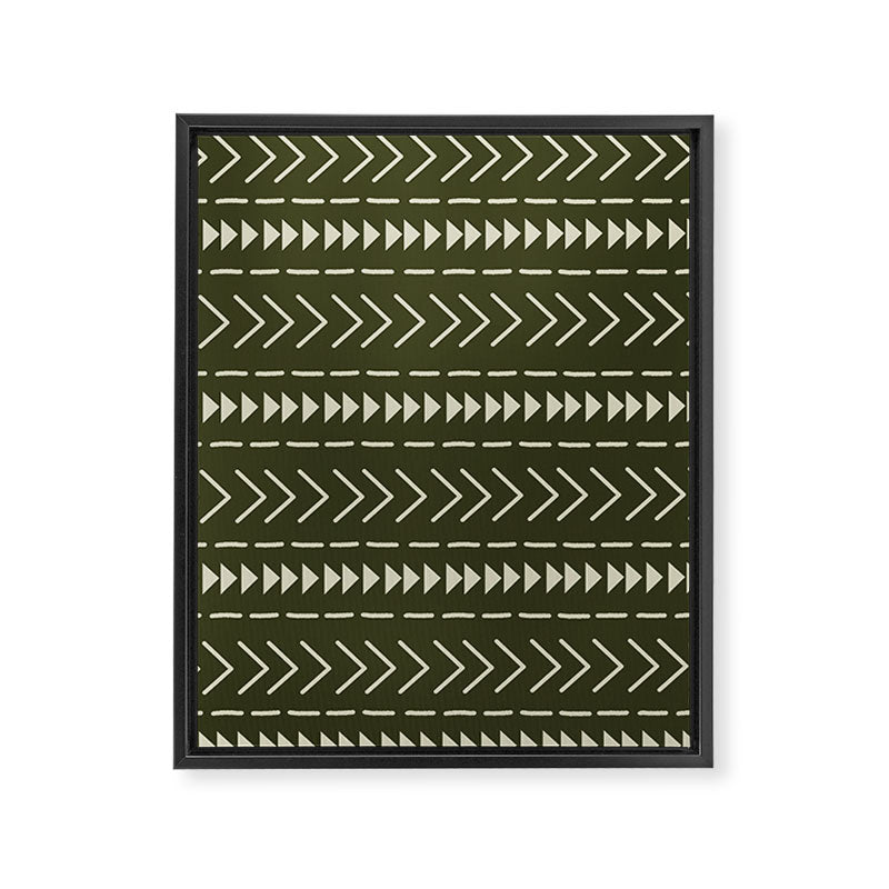 Mudcloth Forest Green Framed Canvas Print