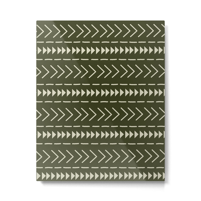 Mudcloth Forest Green Metal Print Gallery Image 1