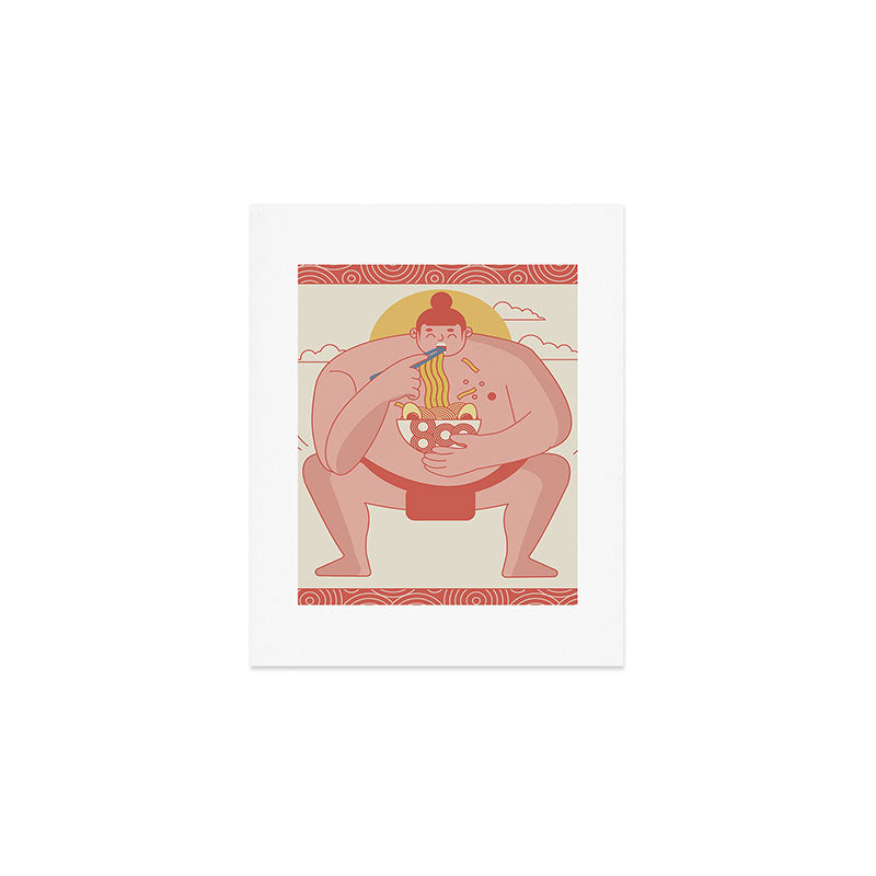Sumo eating Ramen Art Print Gallery Image 1