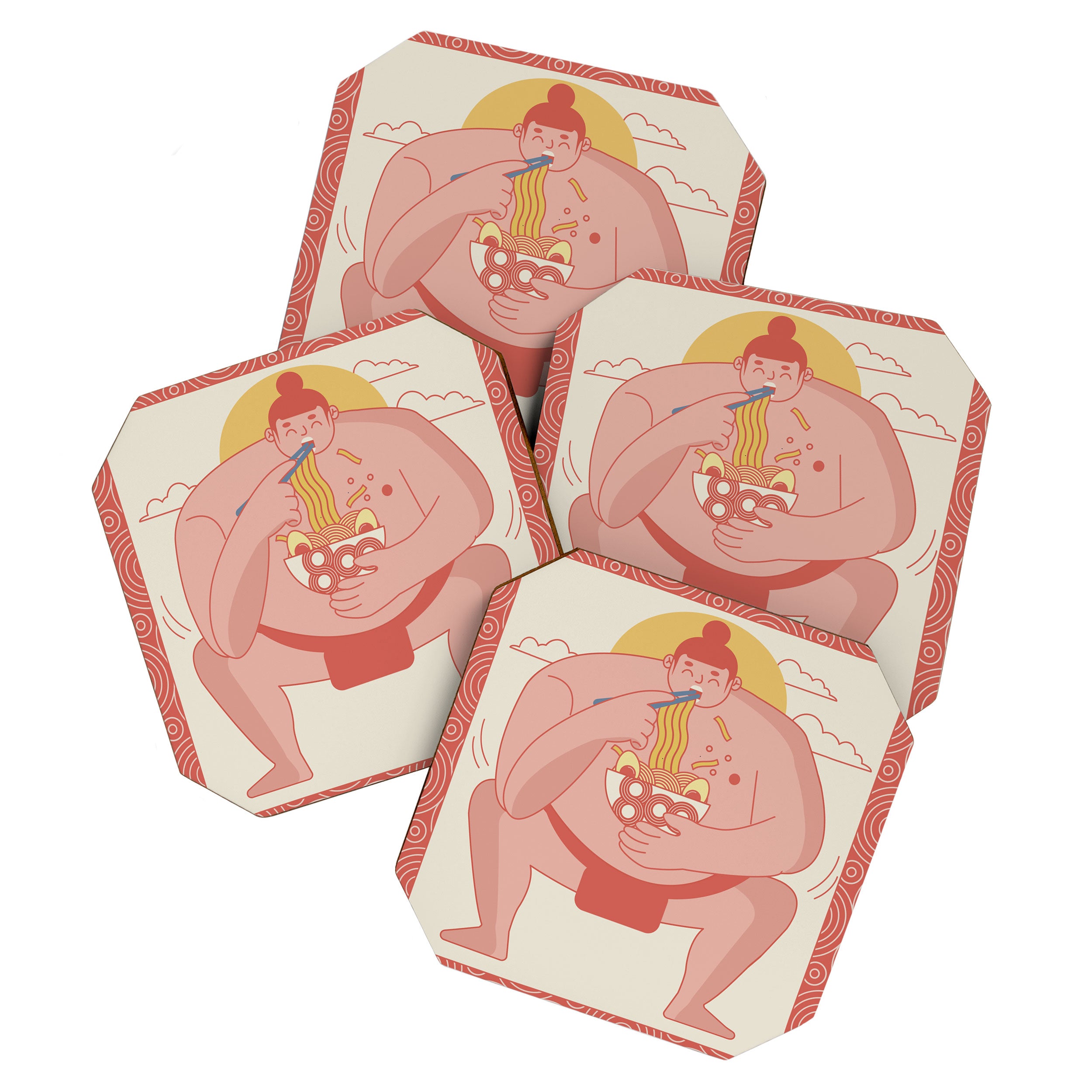 Sumo eating Ramen Coaster Gallery Image 1
