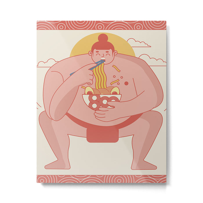 Sumo eating Ramen Metal Print Gallery Image 1