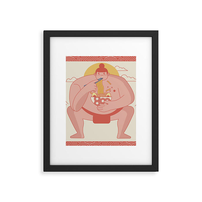 Sumo eating Ramen Framed Art Print Gallery Image 1