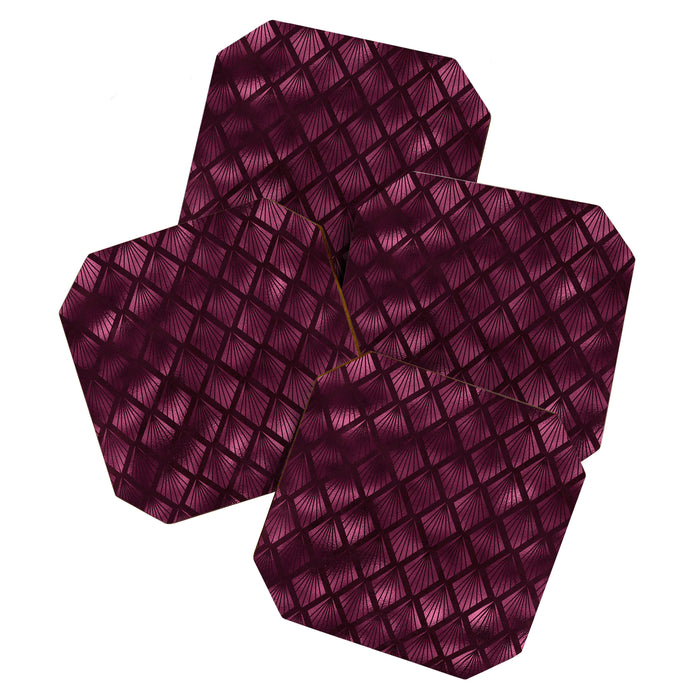 Burgundy Red Art Deco Pattern Coaster Gallery Image 1
