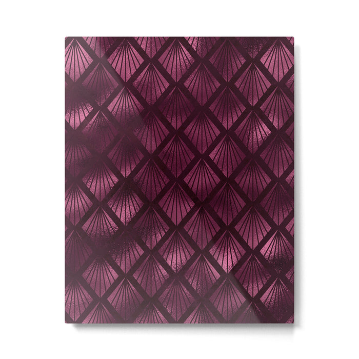 Burgundy Red Art Deco Pattern Metal Print Gallery Image 1