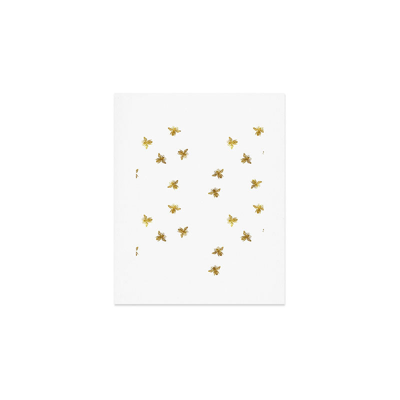 Gold Glitter Bees Pattern Art Print Gallery Image 1