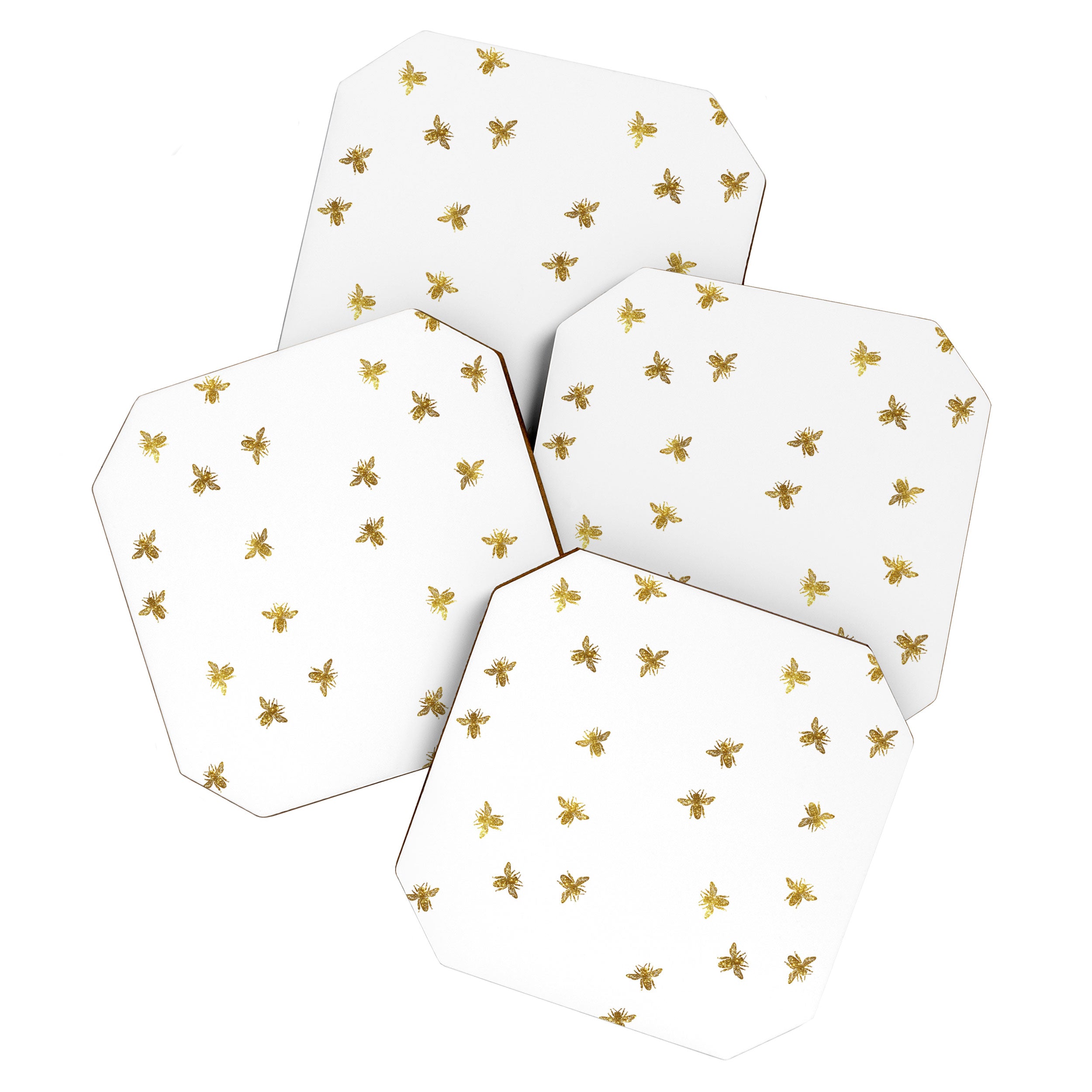 Gold Glitter Bees Pattern Coaster Gallery Image 1