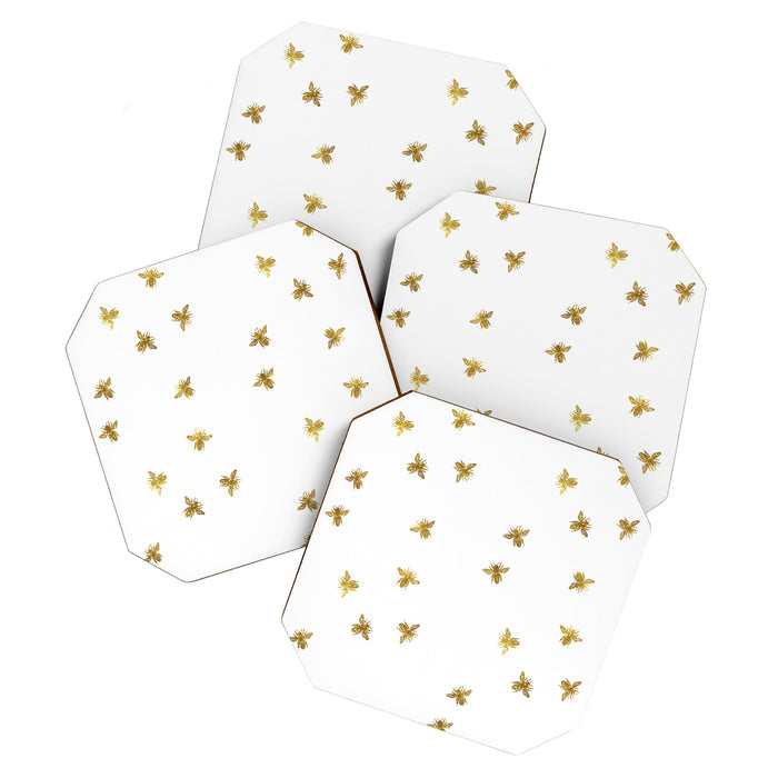 Gold Glitter Bees Pattern Coaster Gallery Image 1