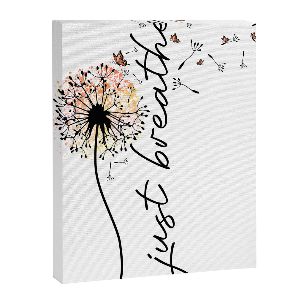 Just Breathe Dandelion Inspirational Canvas Print Gallery Image 6